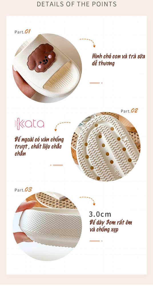 Dép đế dày cặp đôi Nam và Nữ hình chó con và trà sữa dễ thương chất liệu EVA 11549