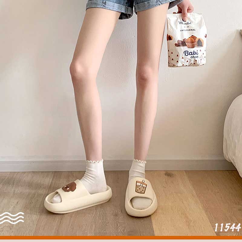 Dép đế dày cặp đôi Nam và Nữ hình chó con và trà sữa dễ thương chất liệu EVA 11549