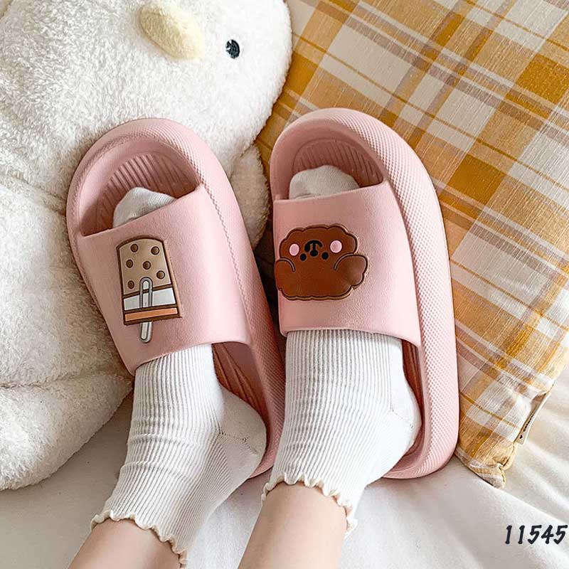 Dép đế dày cặp đôi Nam và Nữ hình chó con và trà sữa dễ thương chất liệu EVA 11549