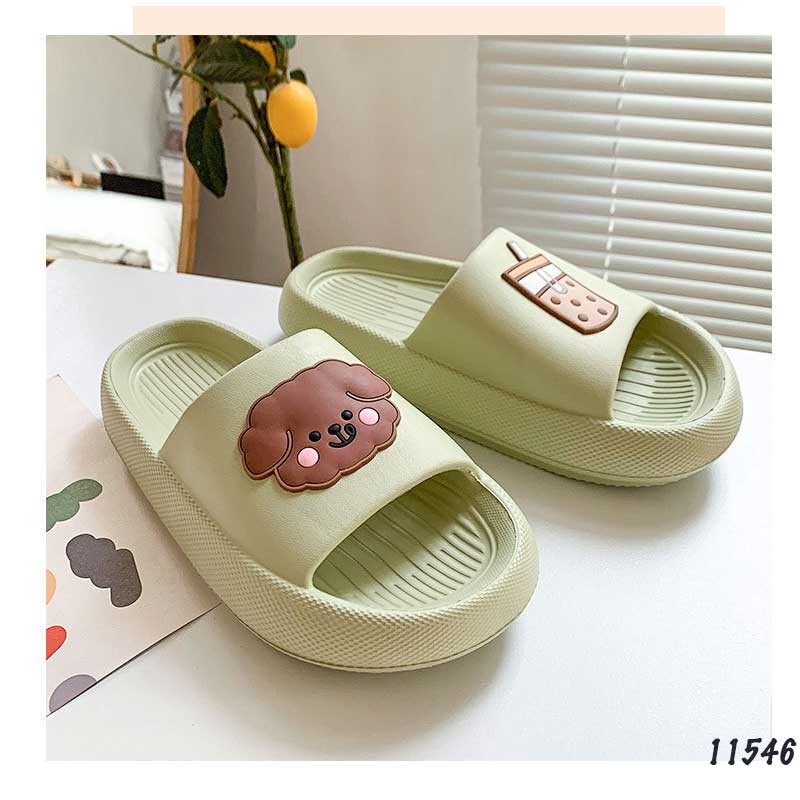 Dép đế dày cặp đôi Nam và Nữ hình chó con và trà sữa dễ thương chất liệu EVA 11549