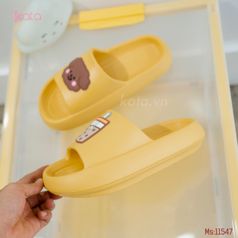 Dép đế dày cặp đôi Nam và Nữ hình chó con và trà sữa dễ thương chất liệu EVA 11549
