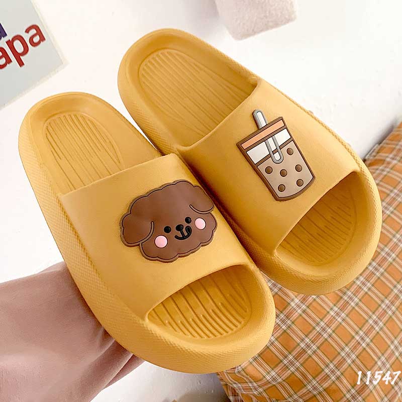 Dép đế dày cặp đôi Nam và Nữ hình chó con và trà sữa dễ thương chất liệu EVA 11549