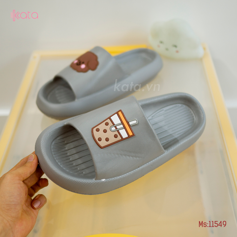 Dép đế dày cặp đôi Nam và Nữ hình chó con và trà sữa dễ thương chất liệu EVA 11549
