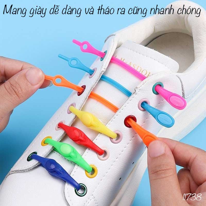 Dây giày lười nhựa silicone đàn hồi thể thao không cần buộc dây 11738