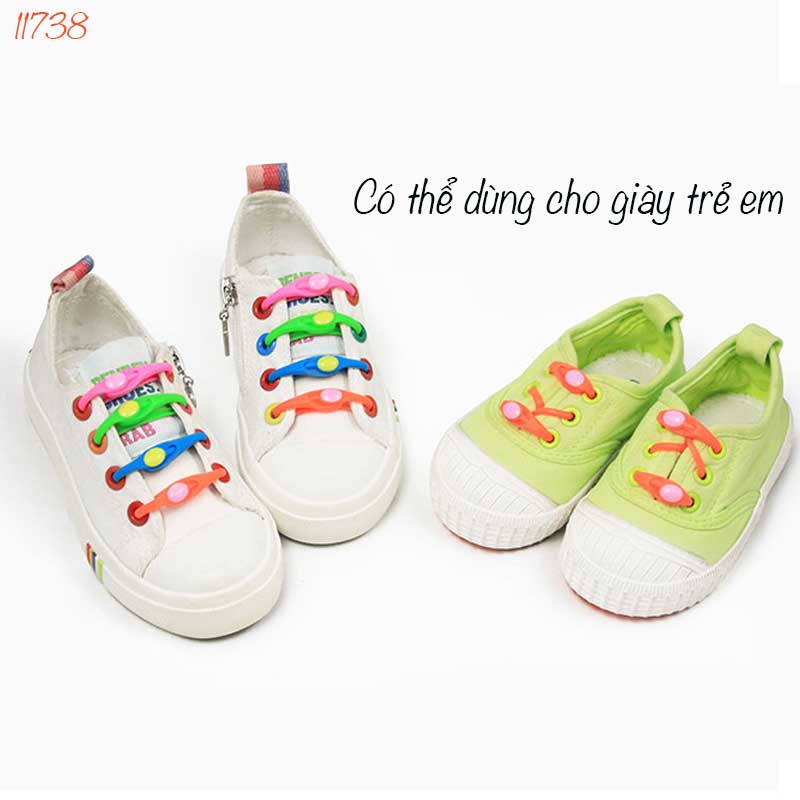 Dây giày lười nhựa silicone đàn hồi thể thao không cần buộc dây 11738