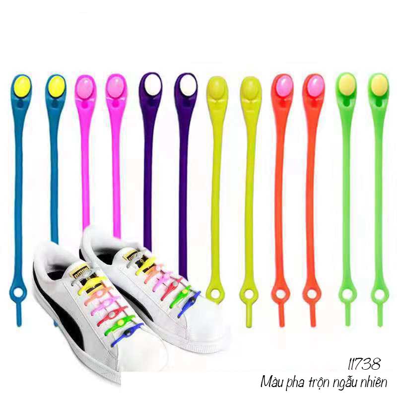 Dây giày lười nhựa silicone đàn hồi thể thao không cần buộc dây 11738