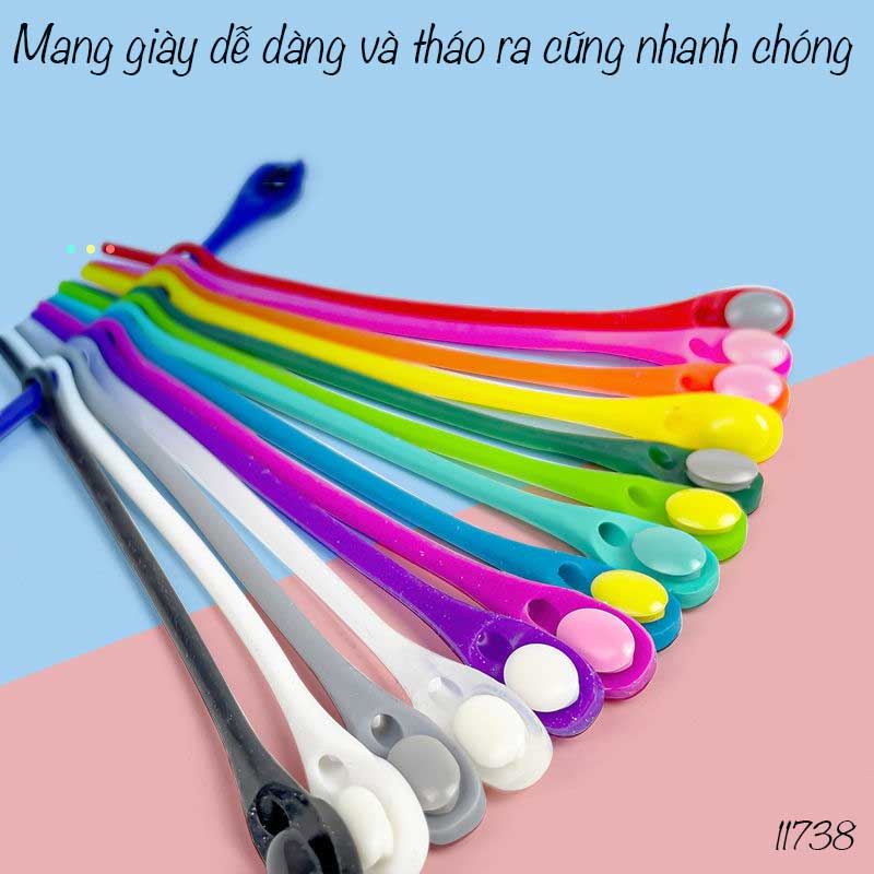 Dây giày lười nhựa silicone đàn hồi thể thao không cần buộc dây 11738