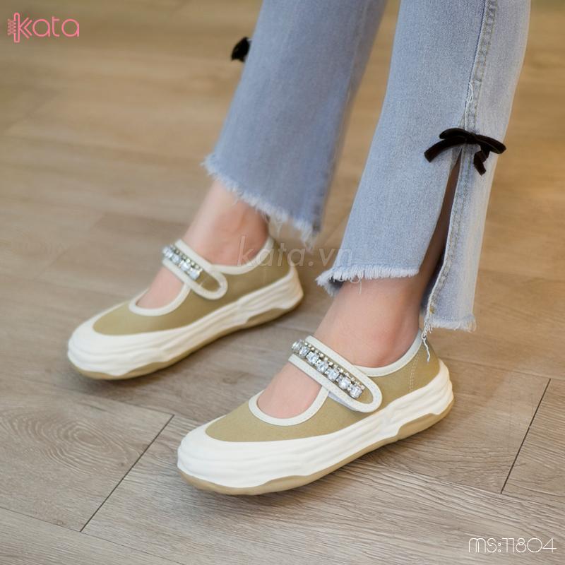 Giày sục giày lười vải khóa dán Velcro phong cách Nhật Bản 11804