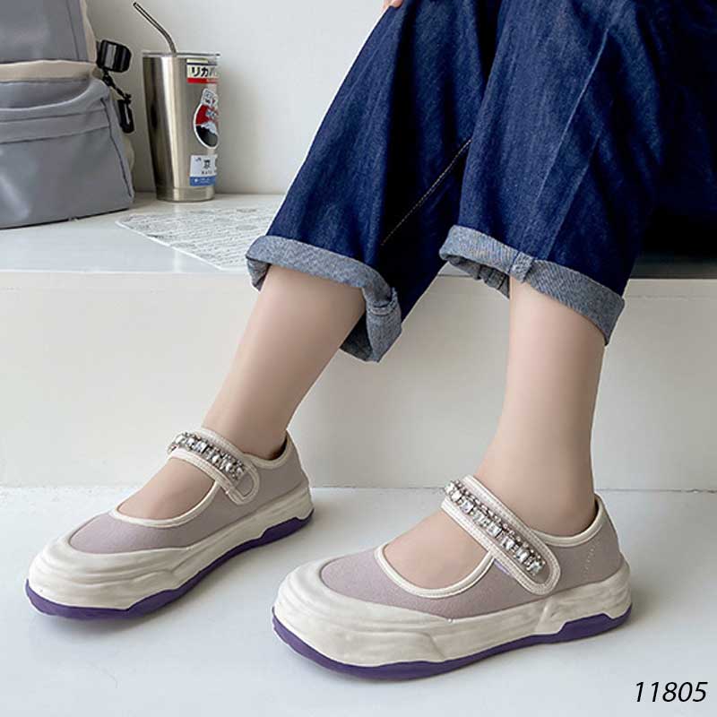 Giày sục giày lười vải khóa dán Velcro phong cách Nhật Bản 11803