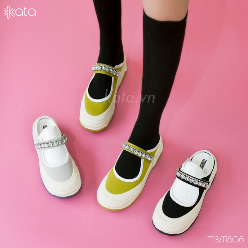 Giày sục giày lười vải khóa dán Velcro phong cách Nhật Bản 11806