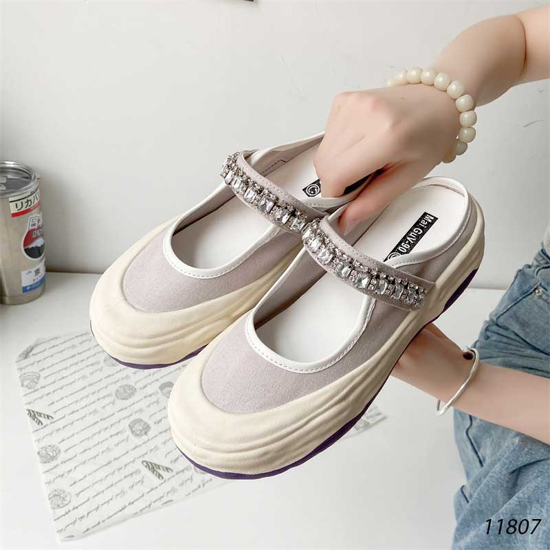 Giày sục giày lười vải khóa dán Velcro phong cách Nhật Bản 11808