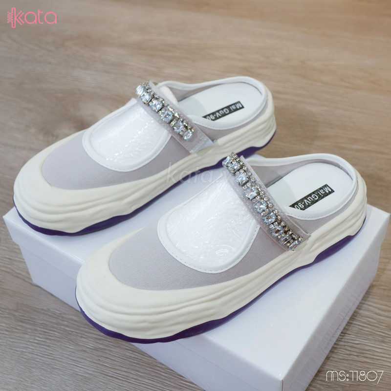 Giày sục giày lười vải khóa dán Velcro phong cách Nhật Bản 11806