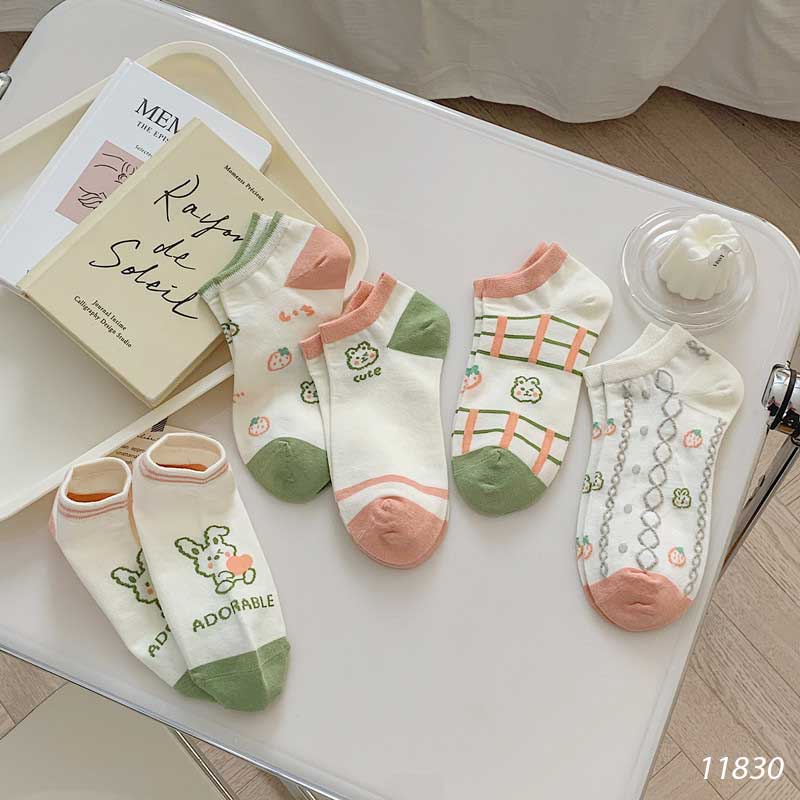 Tất vớ cotton cổ ngắn hình hoạt hình phong cách Nhật Bản nữ 11830