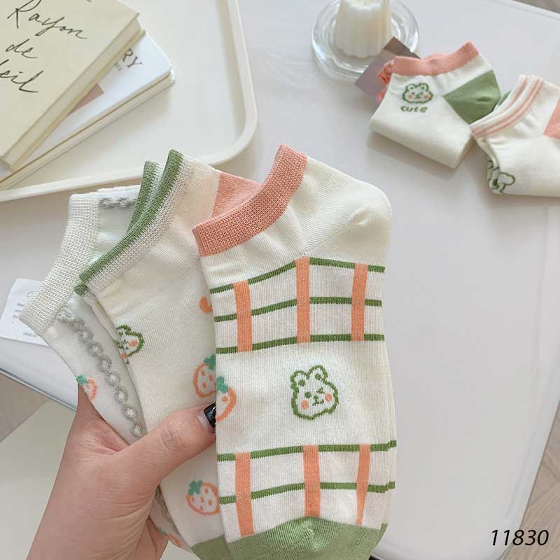 Tất vớ cotton cổ ngắn hình hoạt hình phong cách Nhật Bản nữ 11830