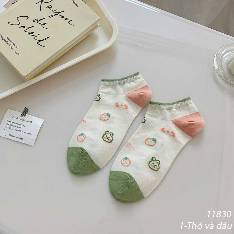 Tất vớ cotton cổ ngắn hình hoạt hình phong cách Nhật Bản nữ 11830