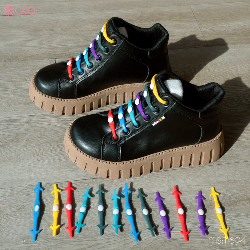 Dây giày lười nhựa silicone mũi tên đàn hồi thể thao không cần buộc dây( bộ 12 dây )11894