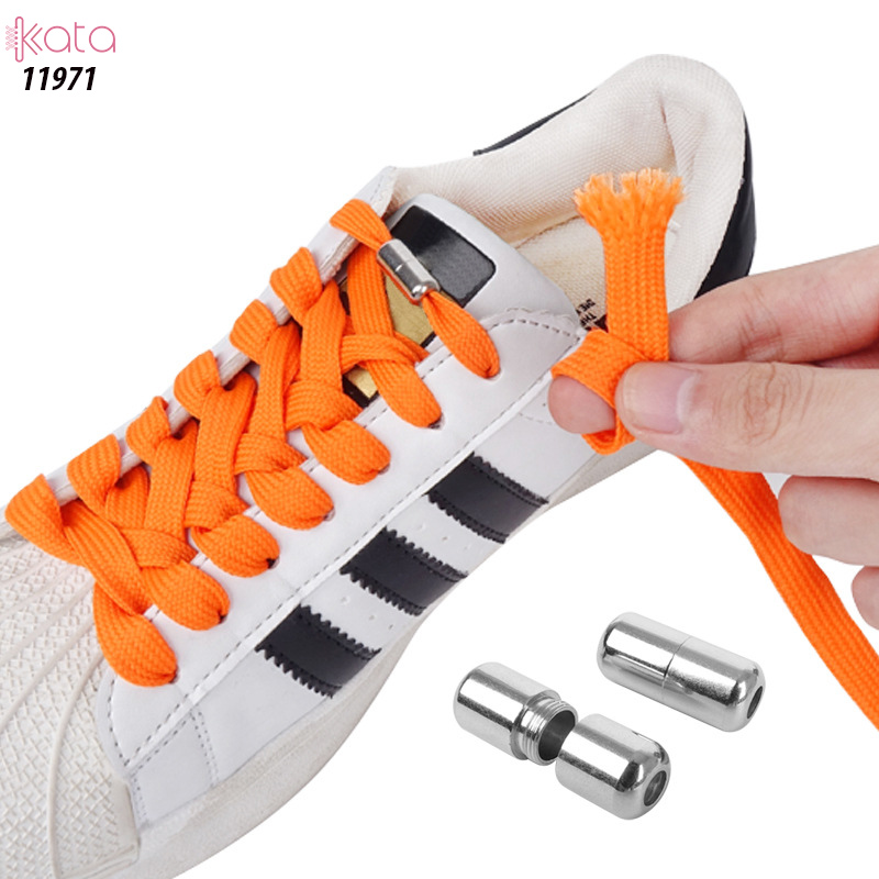 Dây giày bản dẹt + khóa kim loại tiện lợi không cần buộc dây 11971