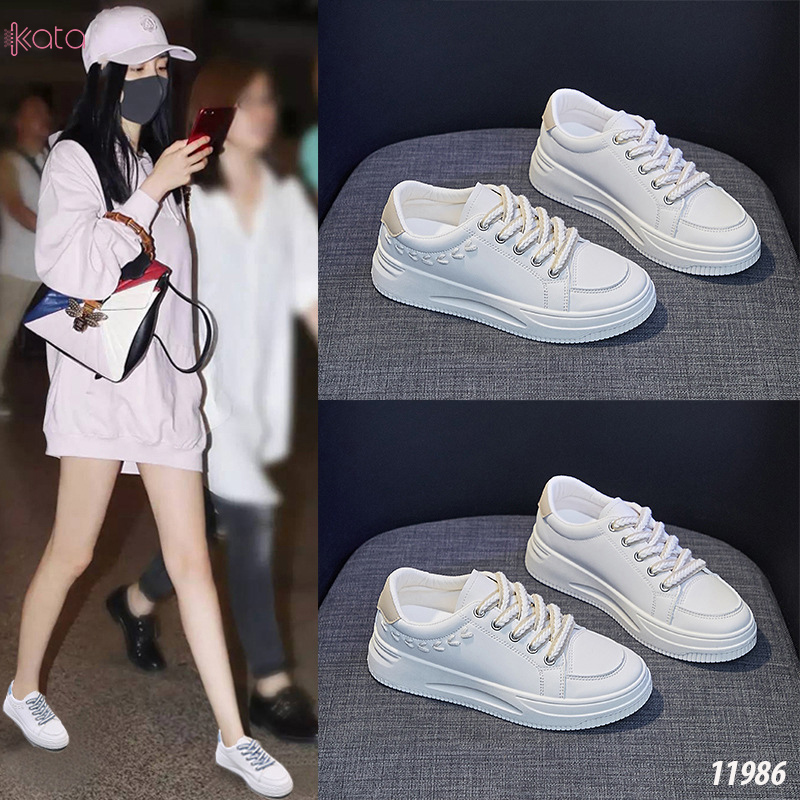 Giày thể thao trắng kem ,dạo phố ,giày sinh viên phong cách Hàn Quốc 11986
