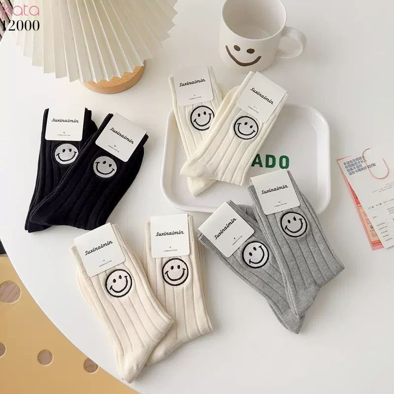 Tất vớ cổ trung mặt cười,tất bông dày nữ 12000