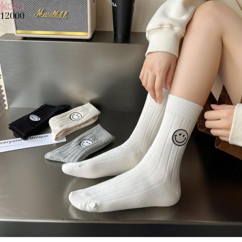 Tất vớ cổ trung mặt cười,tất bông dày nữ 12000