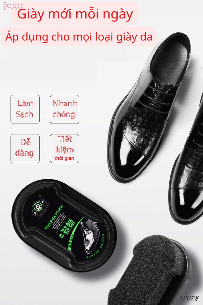 Xi đánh bóng giày nhanh, xi không màu dùng cho nhiều loại da kèm mút chải giày 2 mặt 12028