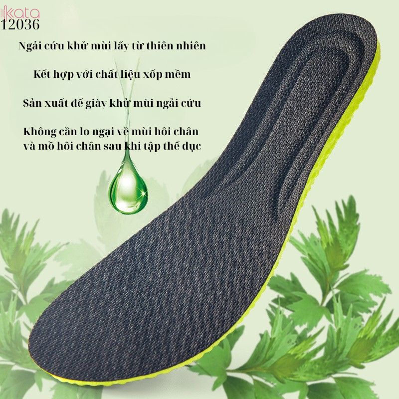 Lót giày thể thao mùi ngải cứu,Lót siêu mềm,đàn hồi cao,giảm sóc,khử mùi 12036