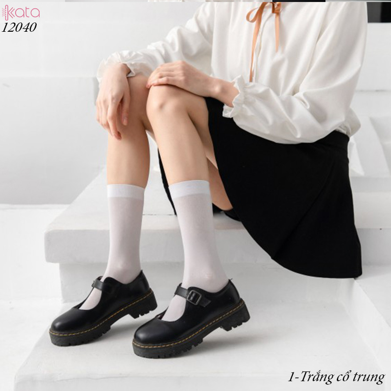 Tất vải băng mỏng mát mùa hè,Tất JK cổ trung,tất bắp chân,qua đầu gối phong cách Nhật Bản nữ 12040