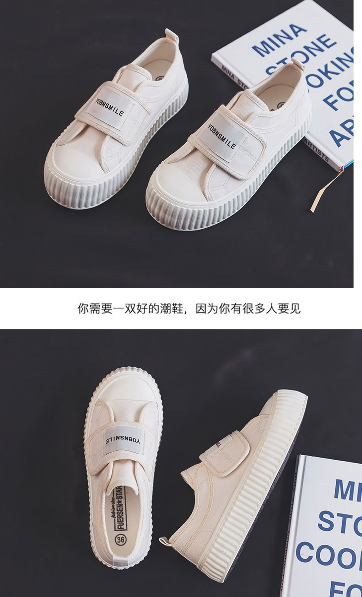 Giày vải khóa dán nữ, giày dạo phố sinh viên phong cách Hàn Quốc 12121