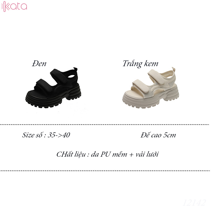 Dép sandal khóa dán nữ mùa hè đế bằng 12143