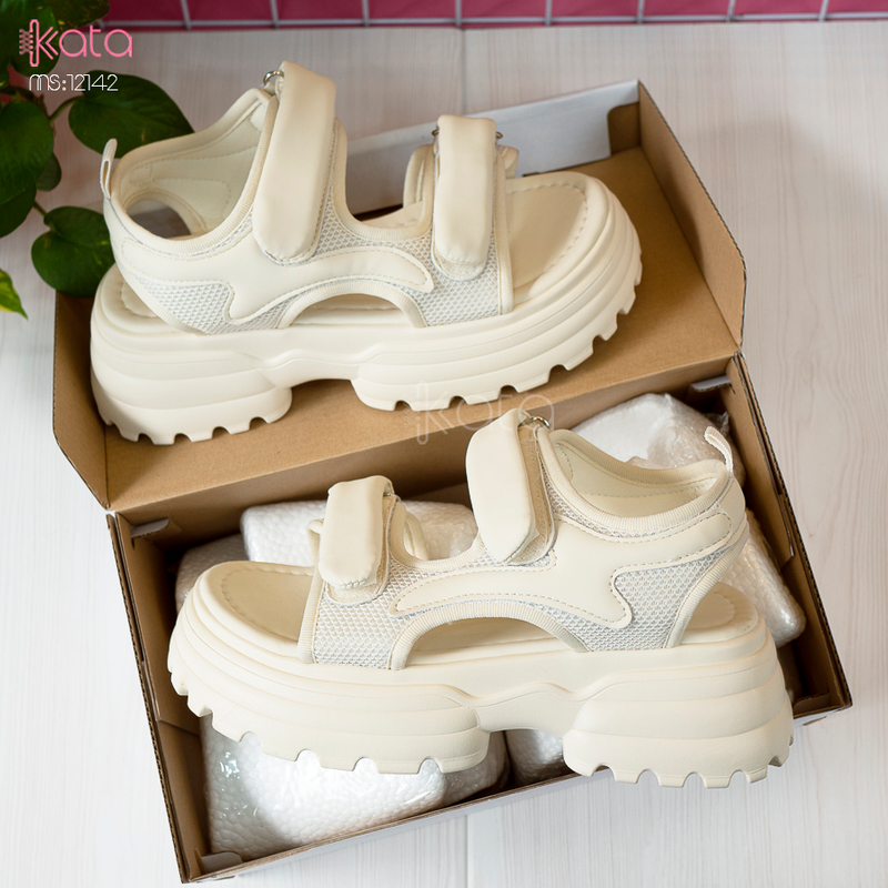Dép sandal khóa dán nữ mùa hè đế bằng 12143