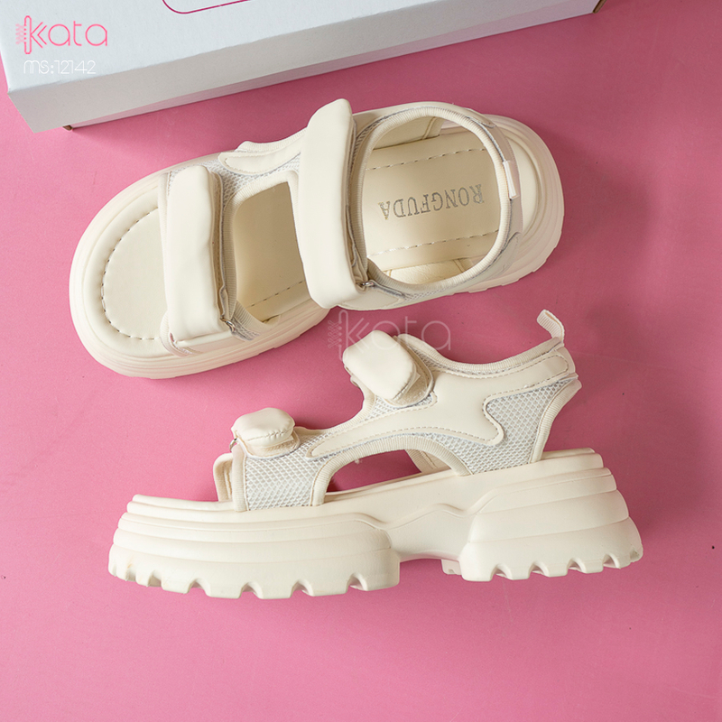 Dép sandal khóa dán nữ mùa hè đế bằng 12143