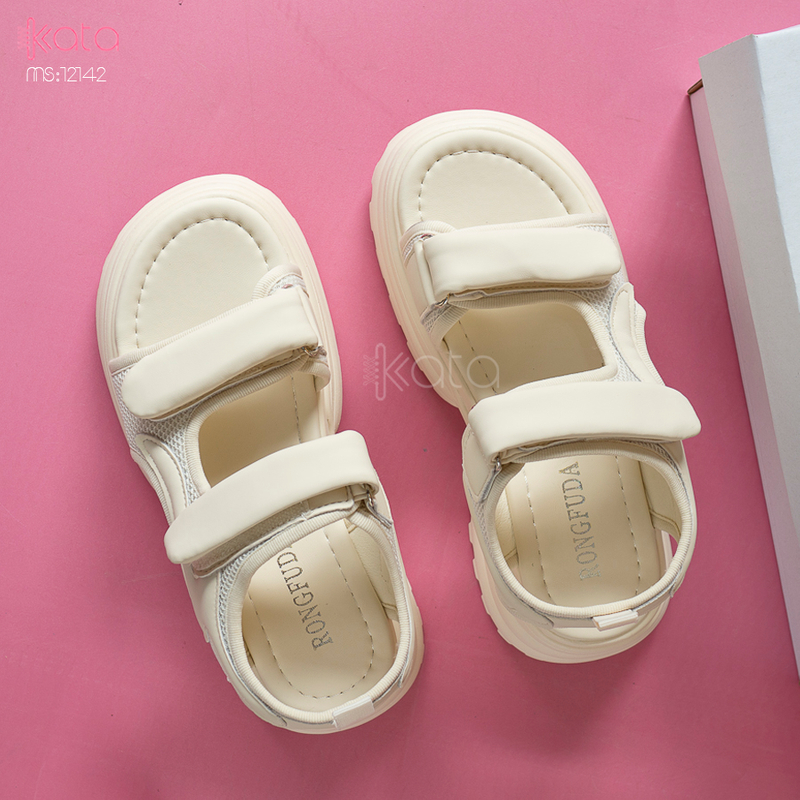 Dép sandal khóa dán nữ mùa hè đế bằng 12143
