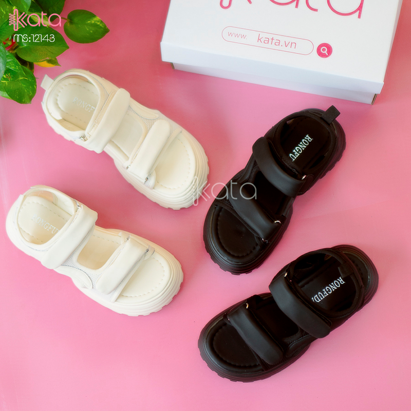 Dép sandal khóa dán nữ mùa hè đế bằng 12143