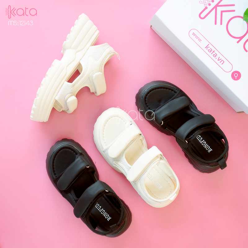 Dép sandal khóa dán nữ mùa hè đế bằng 12143