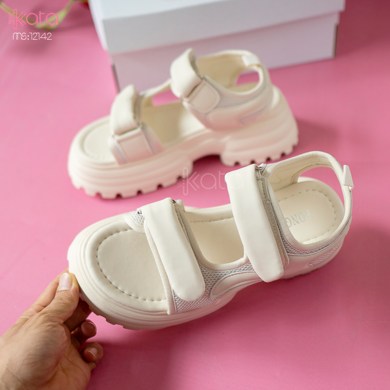 Dép sandal khóa dán nữ mùa hè đế bằng 12143
