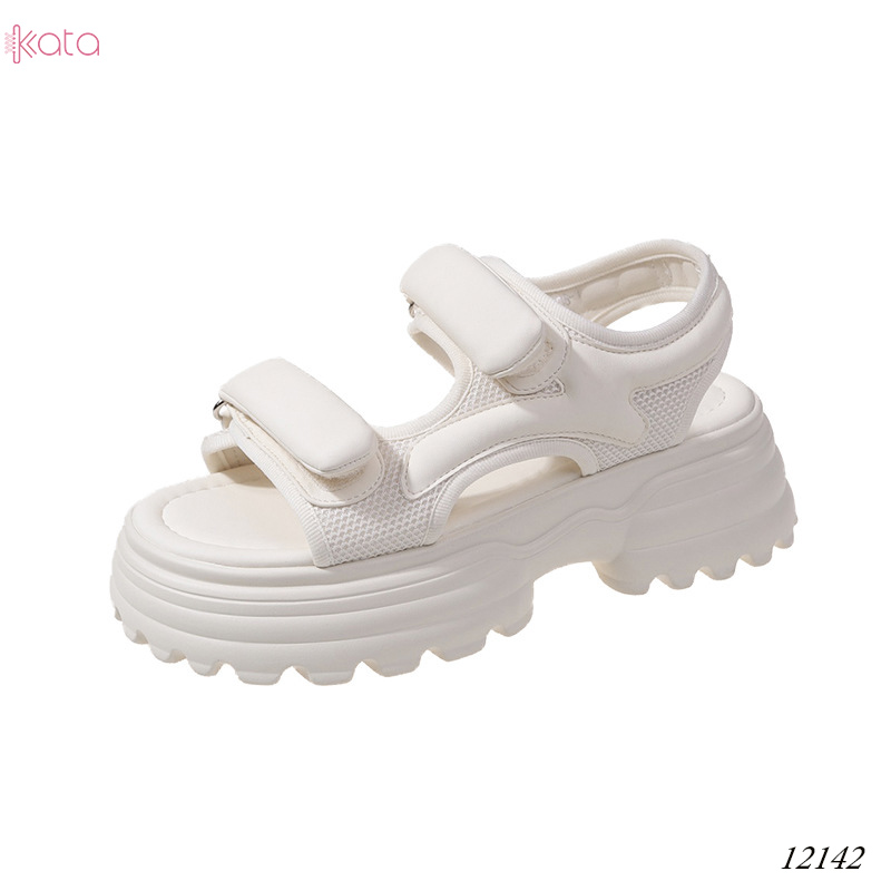 Dép sandal khóa dán nữ mùa hè đế bằng 12143