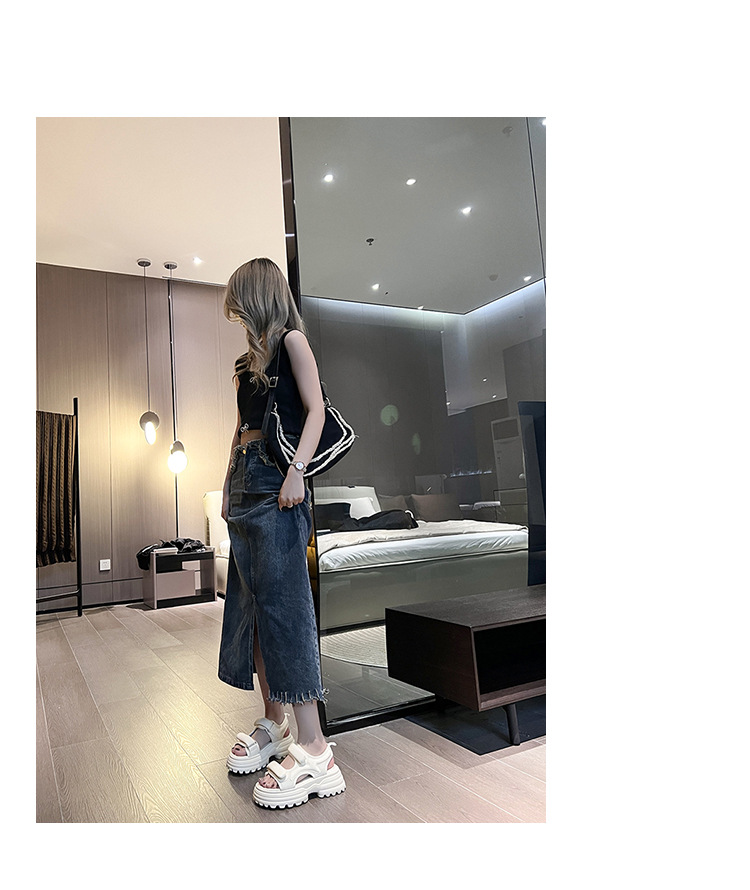 Dép sandal khóa dán nữ mùa hè đế bằng 12143