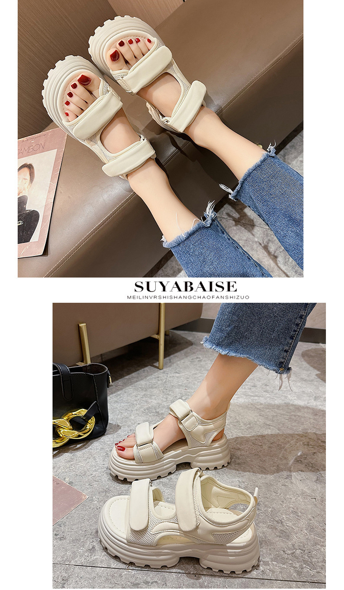 Dép sandal khóa dán nữ mùa hè đế bằng 12143
