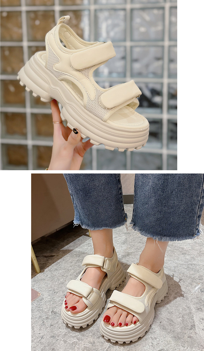 Dép sandal khóa dán nữ mùa hè đế bằng 12143