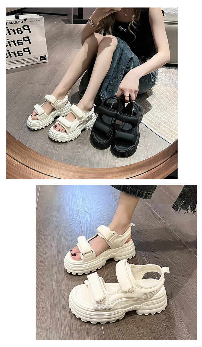 Dép sandal khóa dán nữ mùa hè đế bằng 12143
