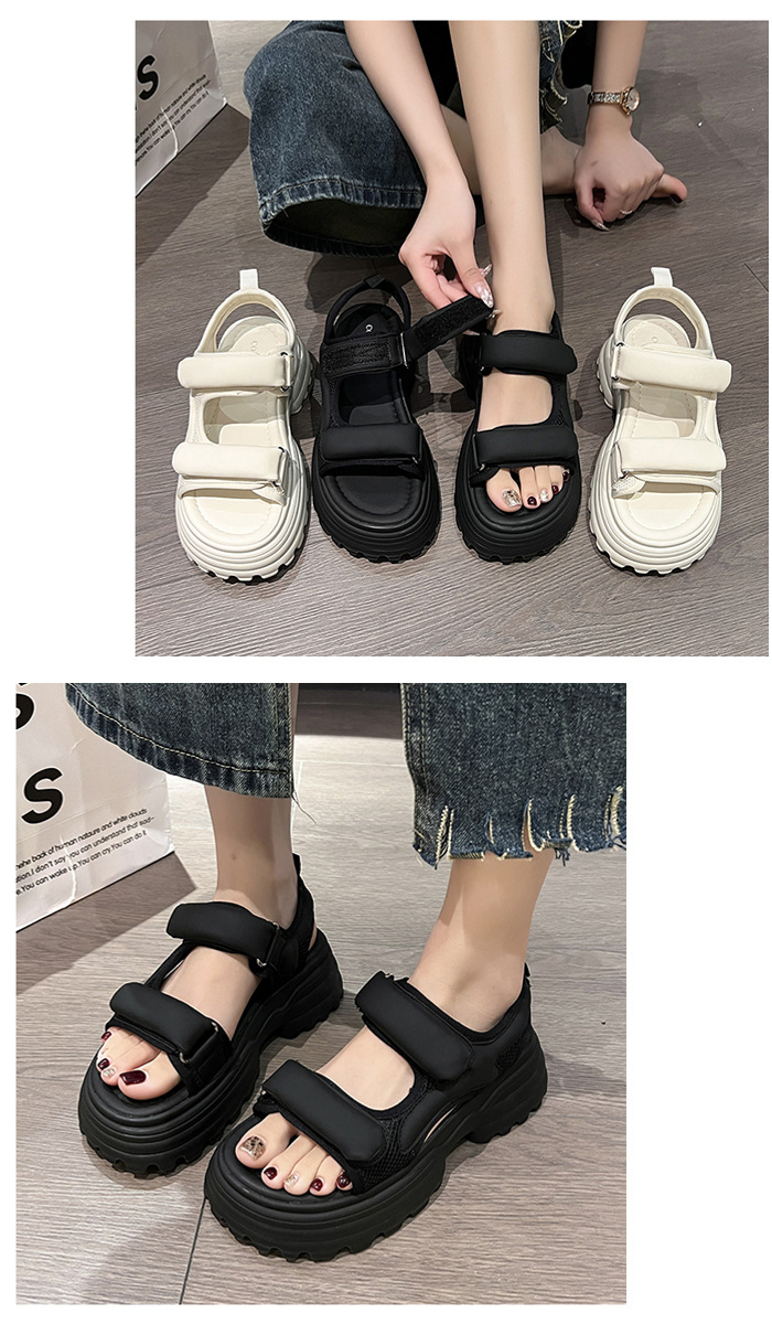 Dép sandal khóa dán nữ mùa hè đế bằng 12143