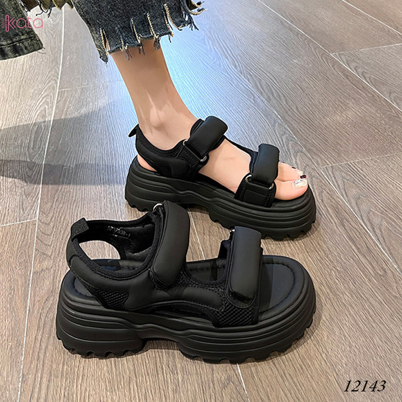 Dép sandal khóa dán nữ mùa hè đế bằng 12143