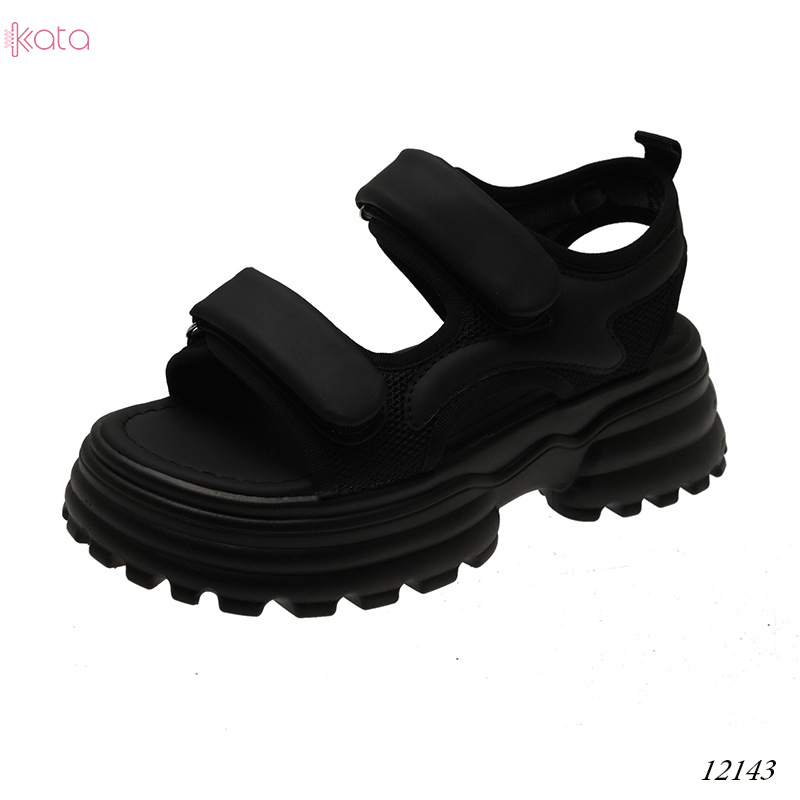 Dép sandal khóa dán nữ mùa hè đế bằng 12143