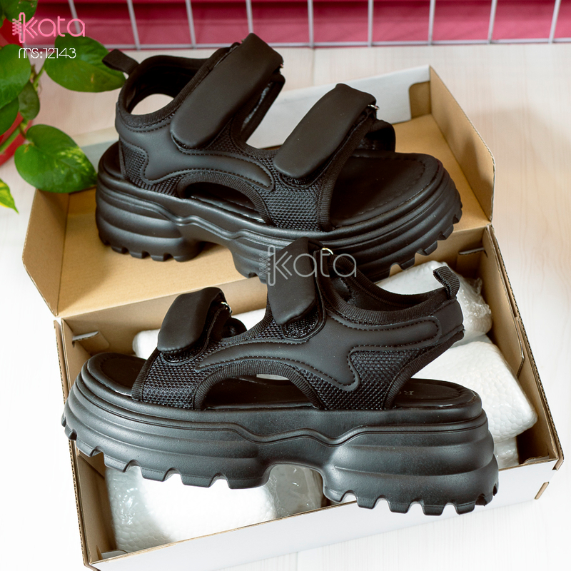 Dép sandal khóa dán nữ mùa hè đế bằng 12143