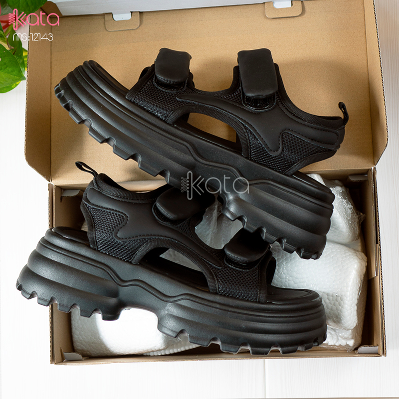 Dép sandal khóa dán nữ mùa hè đế bằng 12143