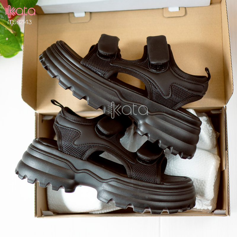 Dép sandal khóa dán nữ mùa hè đế bằng 12143