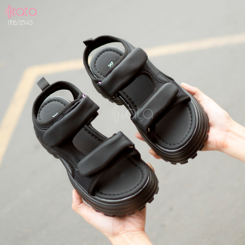 Dép sandal khóa dán nữ mùa hè đế bằng 12143