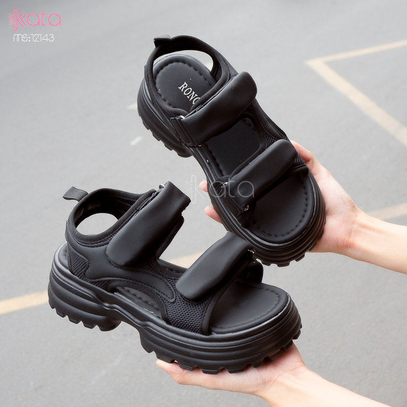 Dép sandal khóa dán nữ mùa hè đế bằng 12143