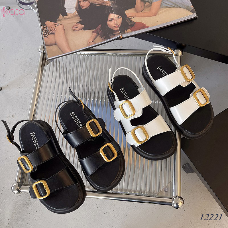 Dép sandal khóa cài nữ mùa hè đế bằng 12222