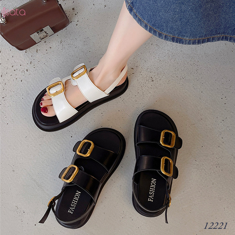 Dép sandal khóa cài nữ mùa hè đế bằng 12222
